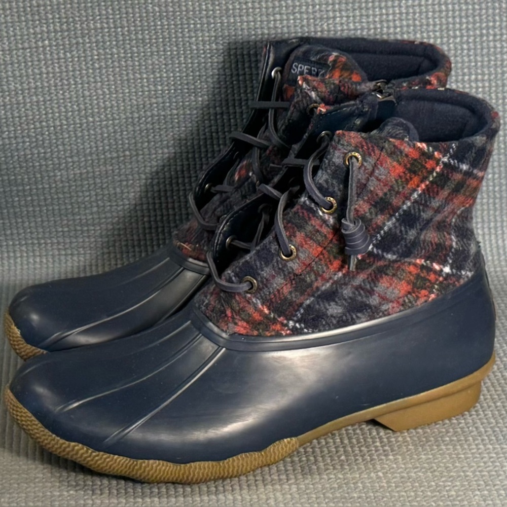 Sperry Women’s Saltwater Plaid Wool Duck Boots Size 10‎